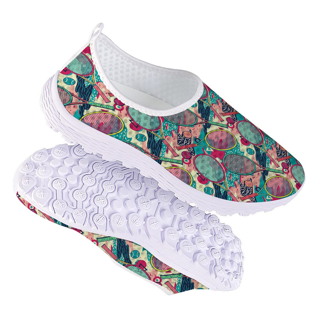 Tennis Retro Print Pattern Nurse Shoes-grizzshop