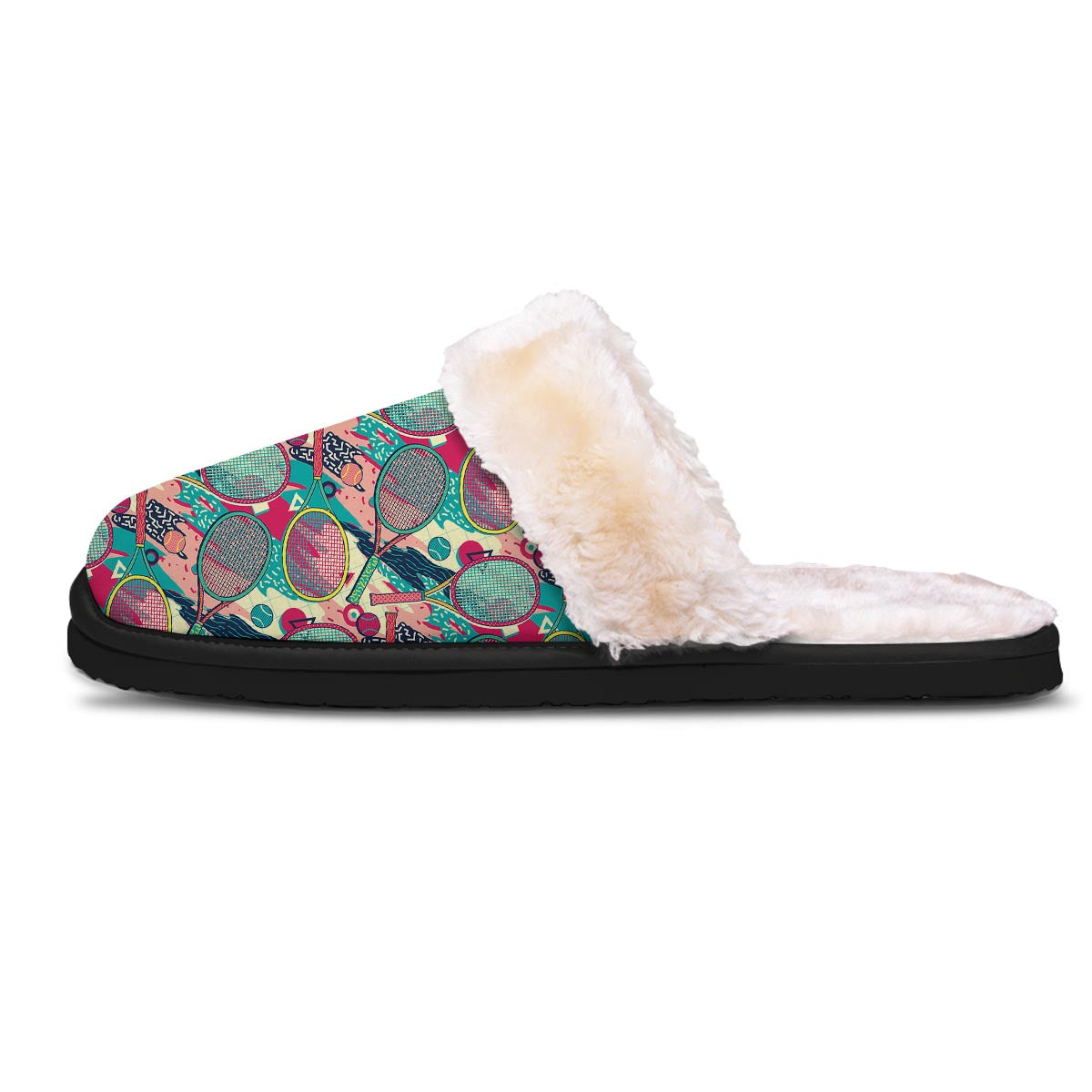 Tennis Retro Print Pattern Slippers-grizzshop