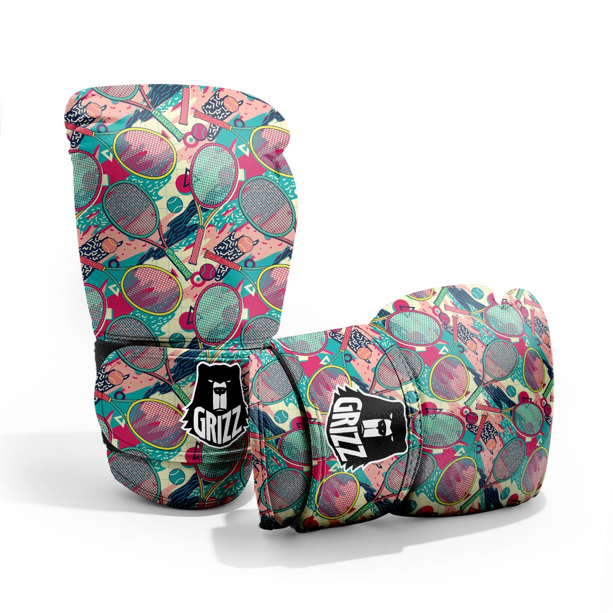 Tennis Retro Print Pattern Pro Boxing Glove