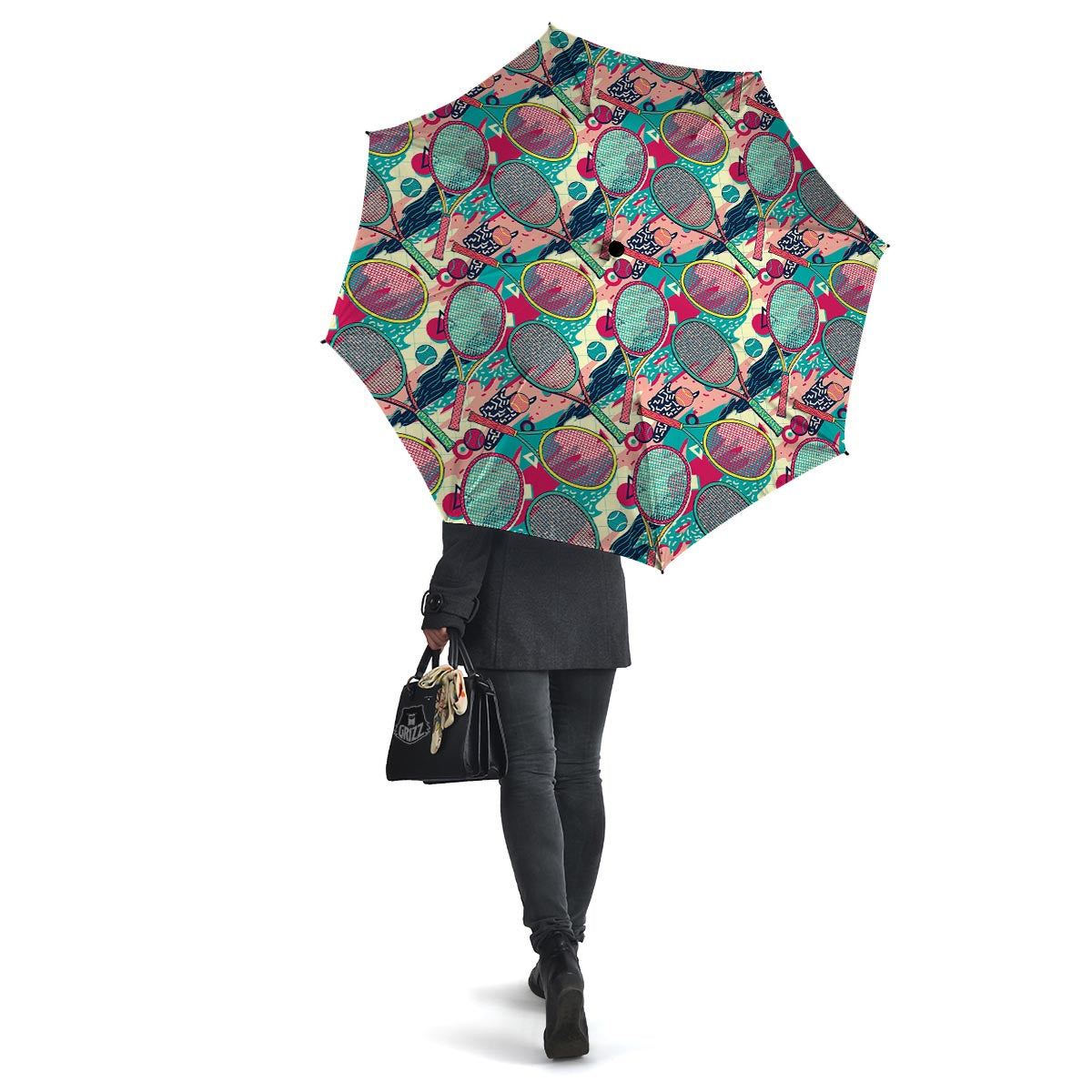Tennis Retro Print Pattern Umbrella-grizzshop