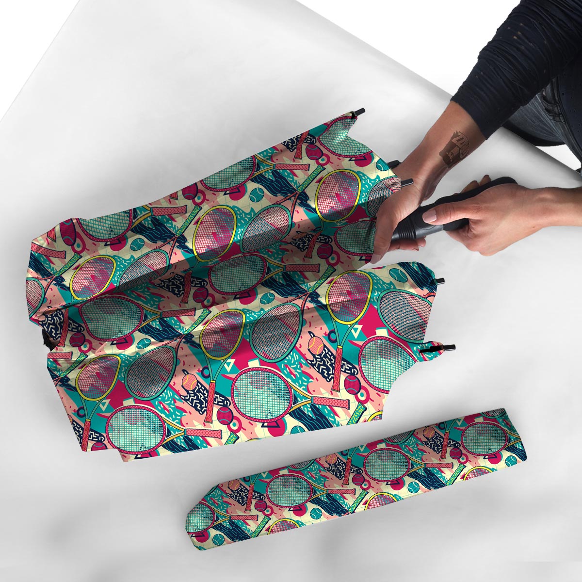 Tennis Retro Print Pattern Umbrella-grizzshop