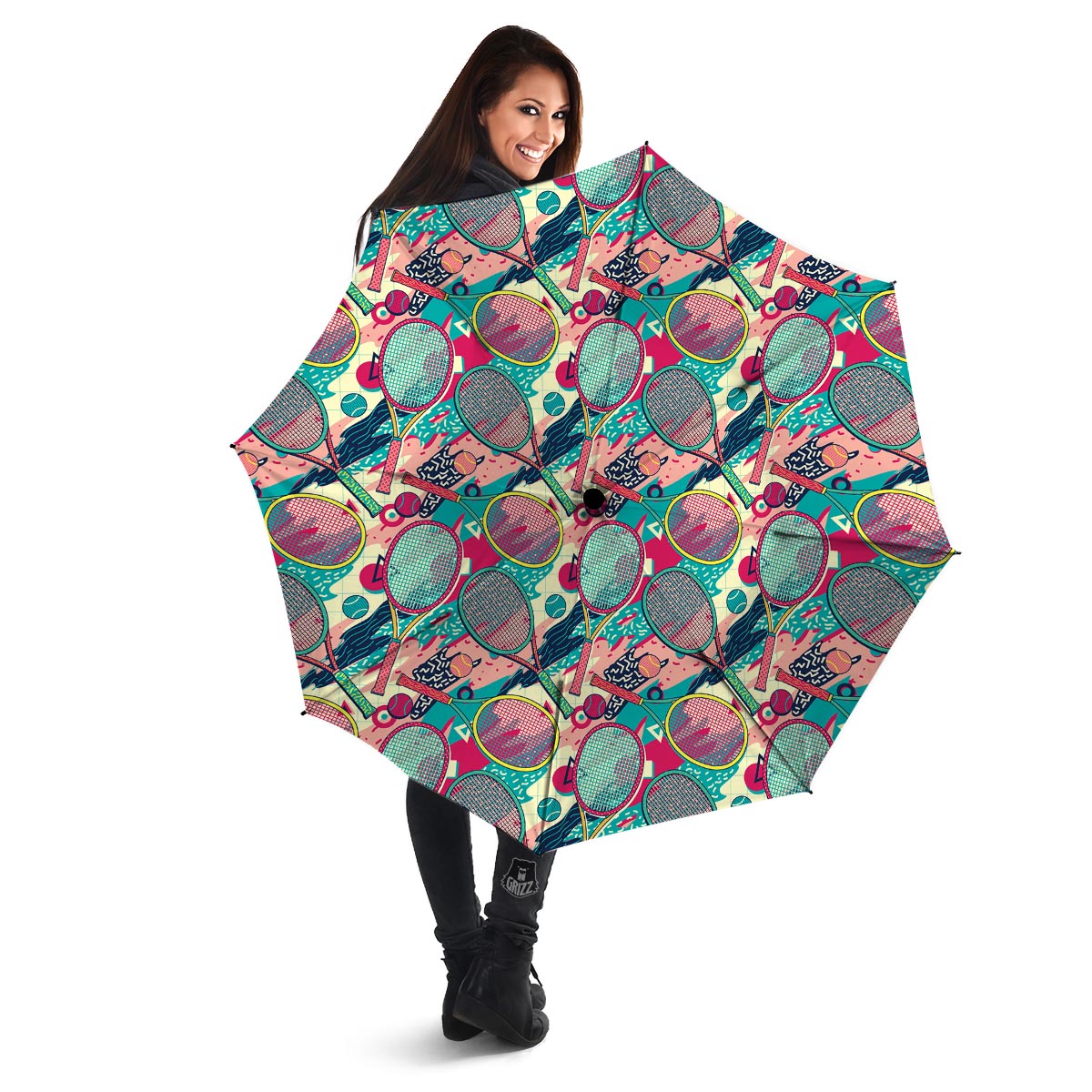 Tennis Retro Print Pattern Umbrella-grizzshop