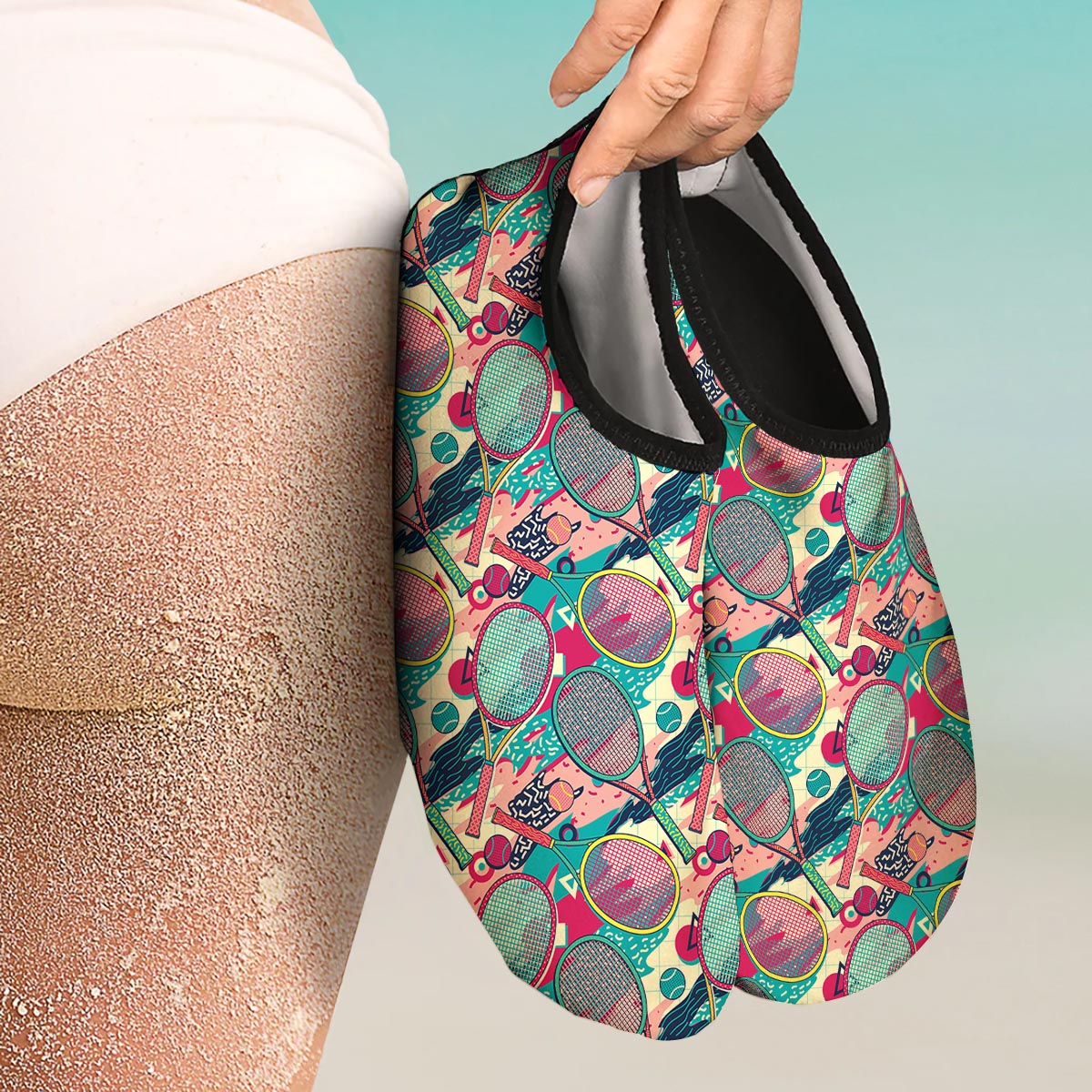 Tennis Retro Print Pattern Water Shoes-grizzshop