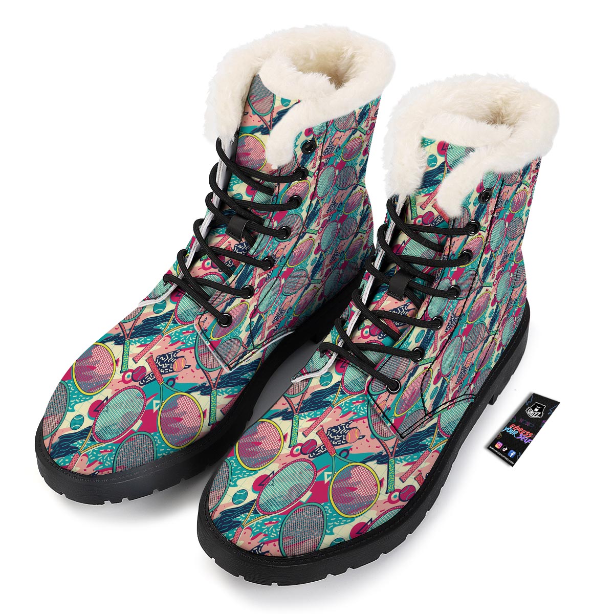 Tennis Retro Print Pattern Winter Boots-grizzshop