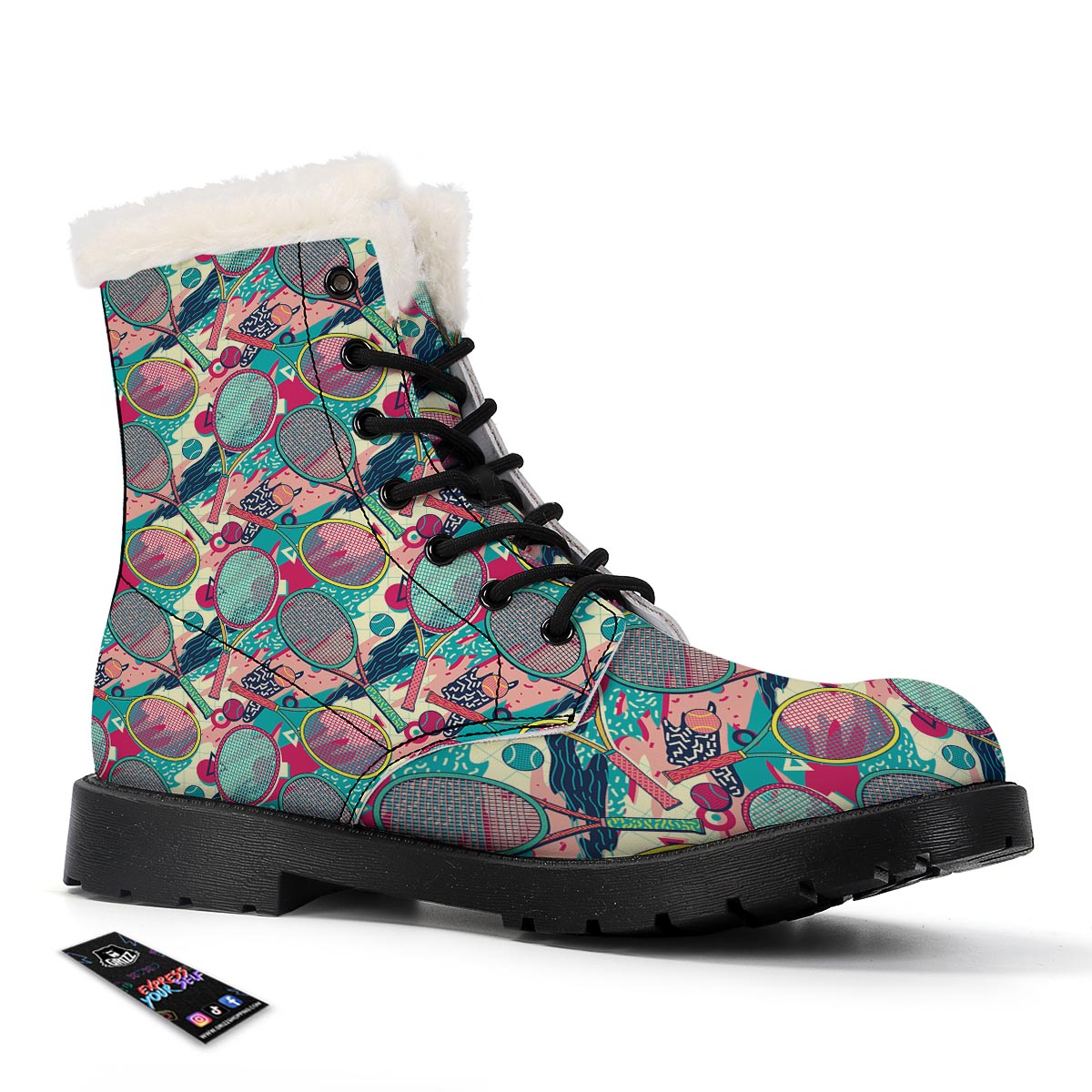 Tennis Retro Print Pattern Winter Boots-grizzshop