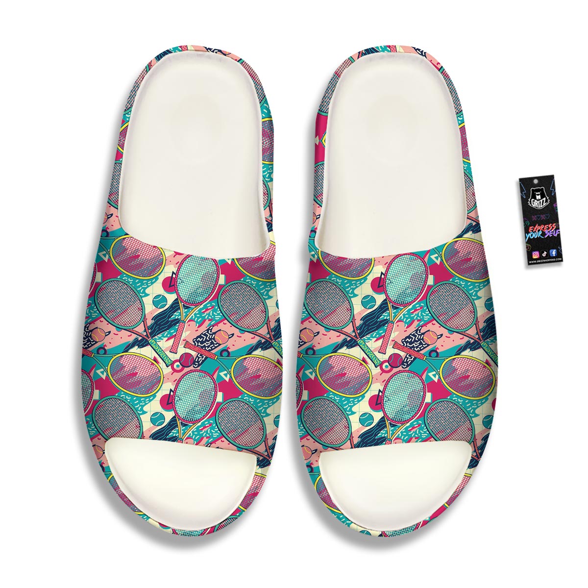 Tennis Retro Print Pattern Sandals-grizzshop