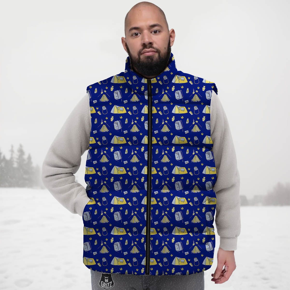 Tent Camping Print Pattern Down Vest