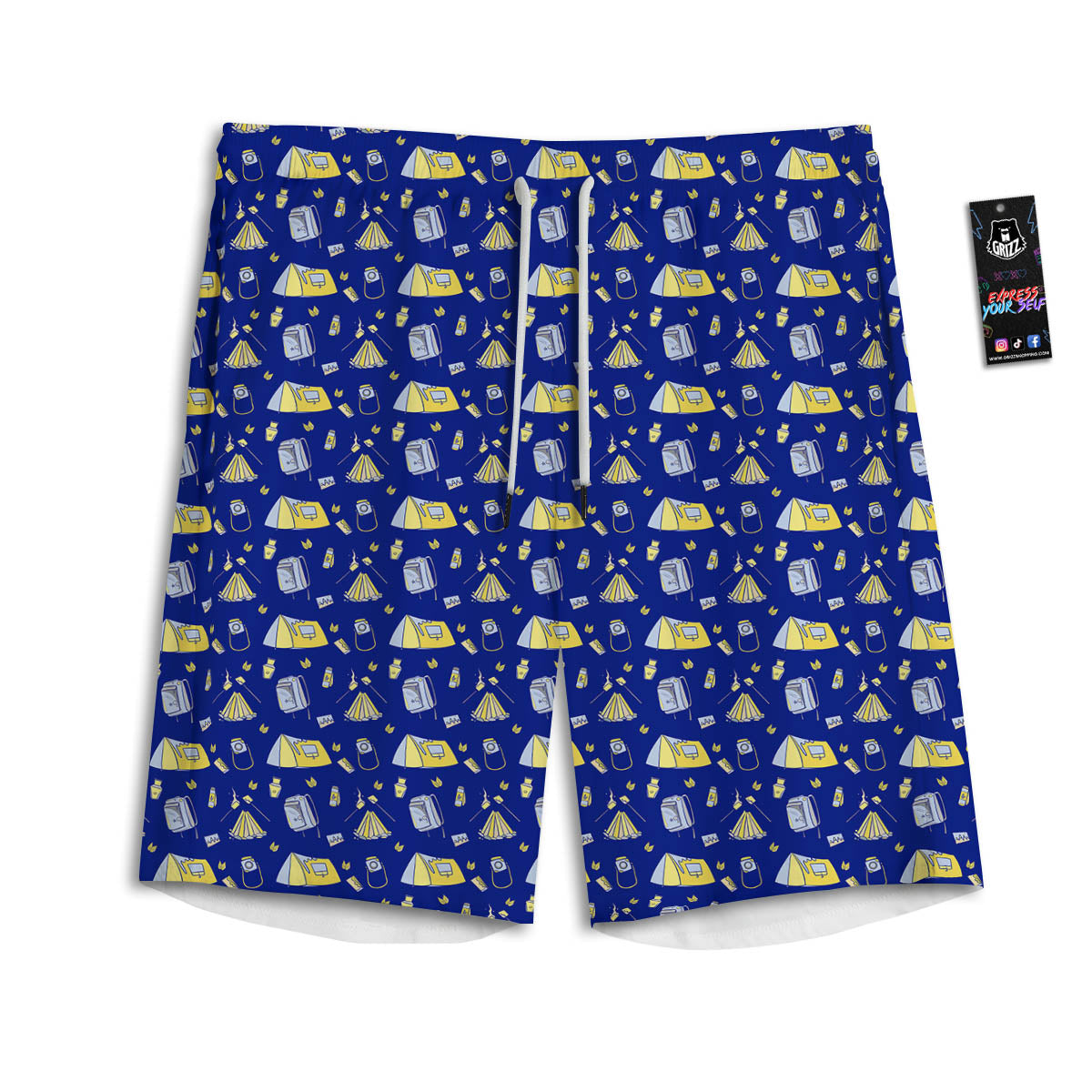 Tent Camping Print Pattern Men's Athletic Shorts