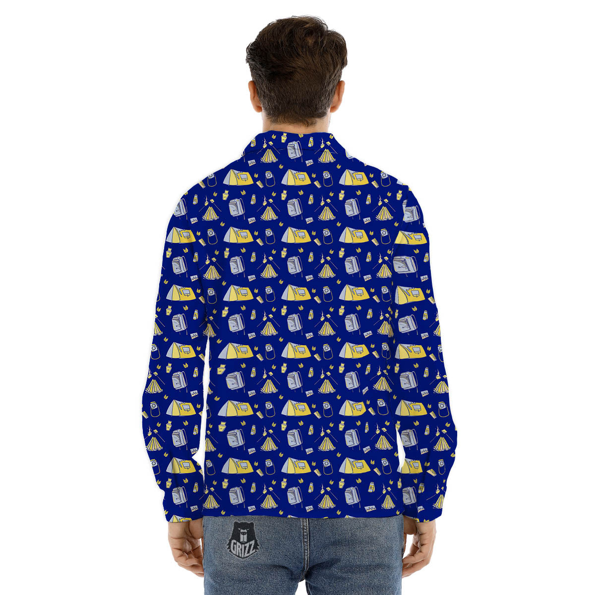 Tent Camping Print Pattern Men's Dress Shirts-grizzshop