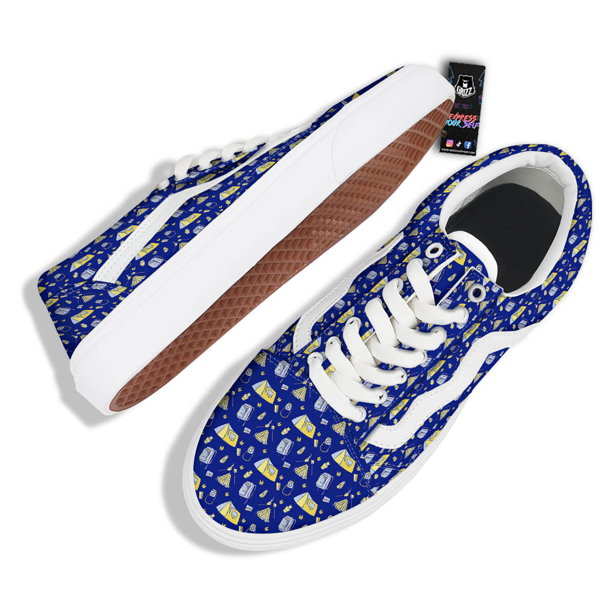 Tent Camping Print Pattern Skate Shoes-grizzshop