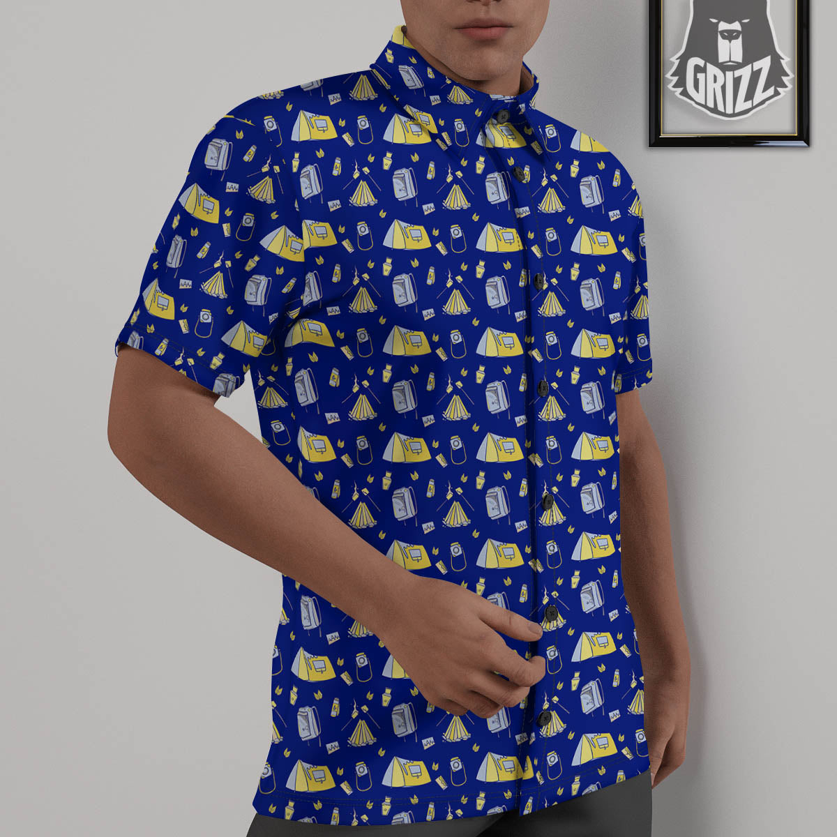 Tent Camping Print Pattern Untucked Shirts-grizzshop