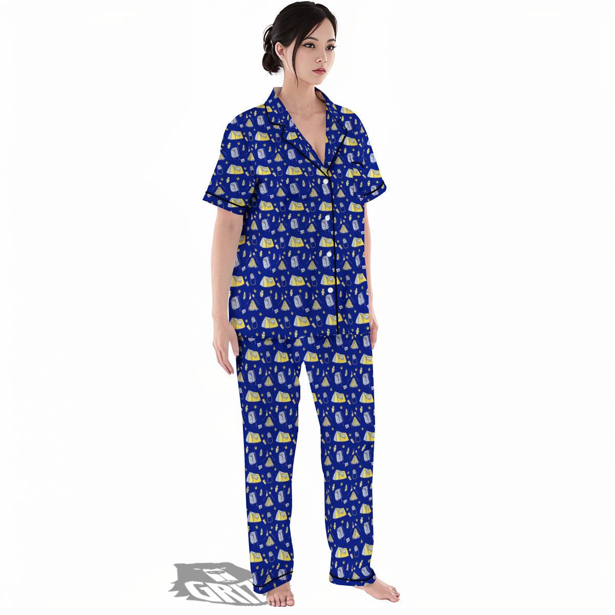 Tent Camping Print Pattern Women's Pajamas Set-grizzshop