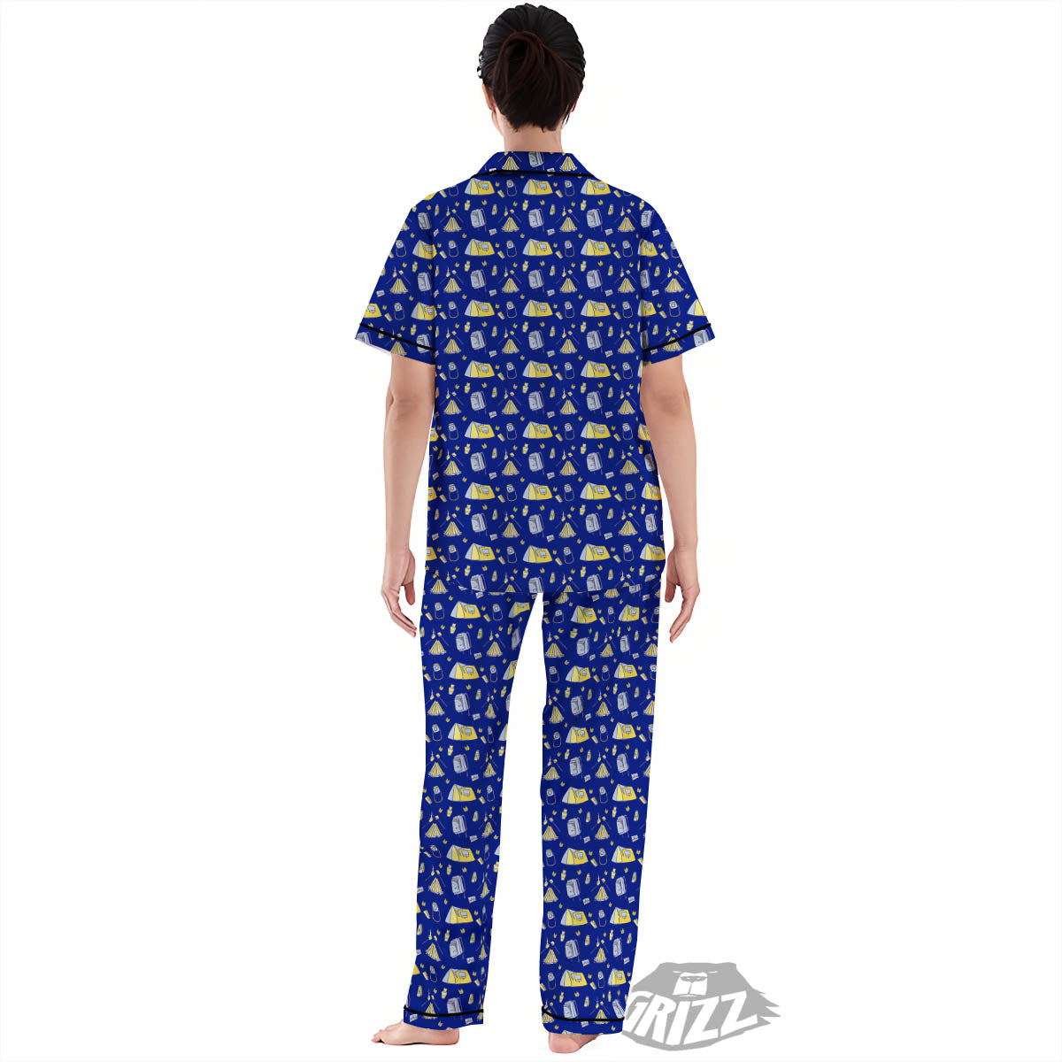 Tent Camping Print Pattern Women's Pajamas Set-grizzshop