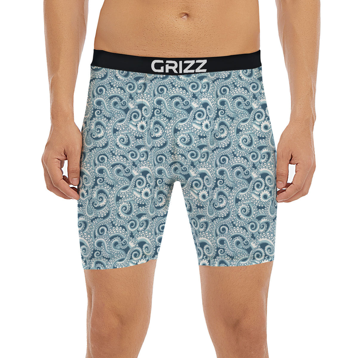 Tentacles Octopus Blue Print Pattern Boxer Briefs-grizzshop