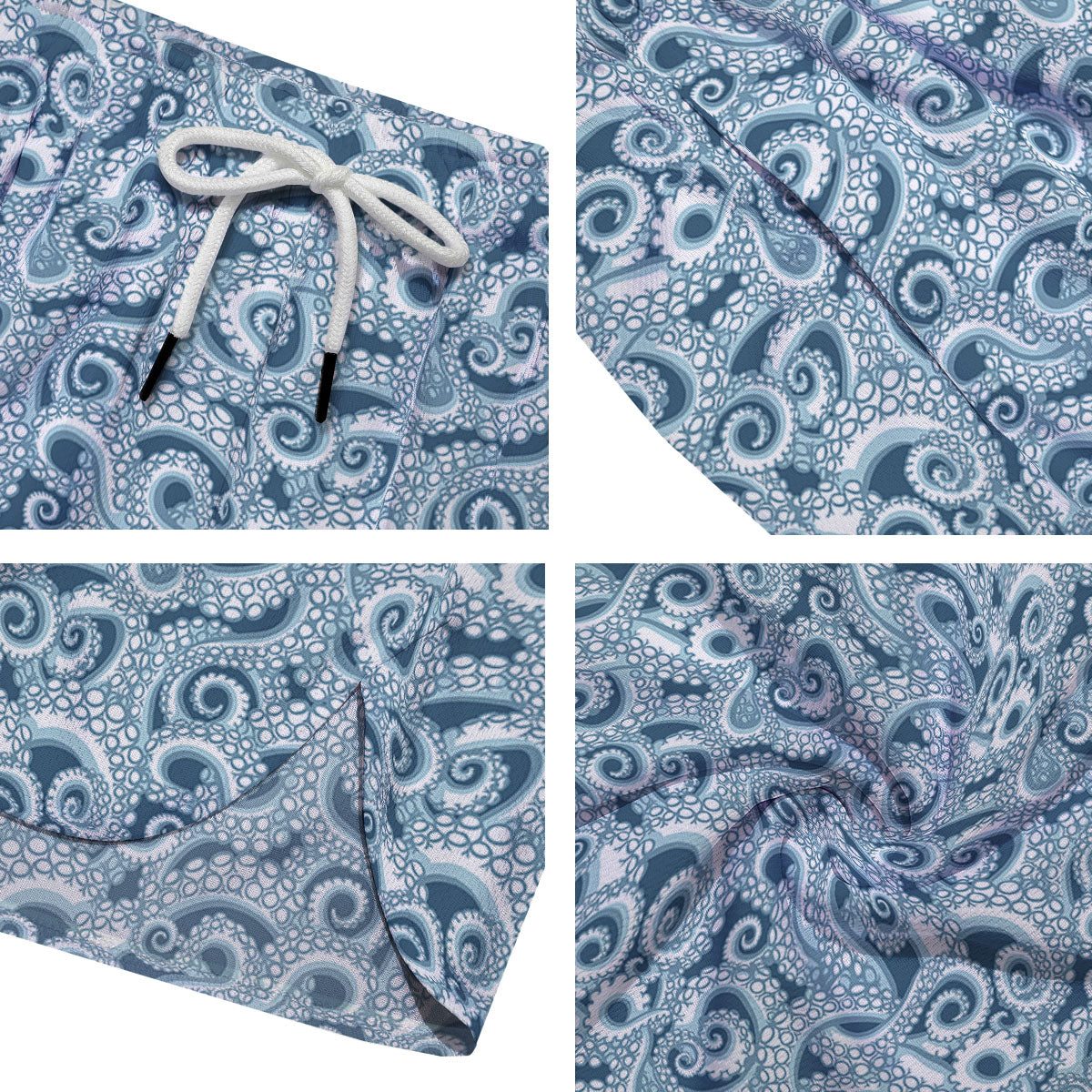 Tentacles Octopus Blue Print Pattern Men's Running Shorts-grizzshop
