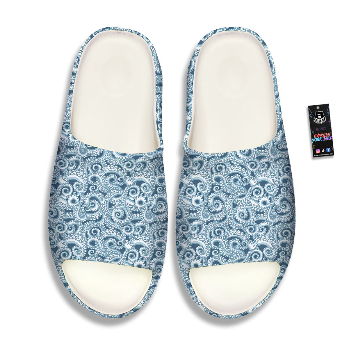 Tentacles Octopus Blue Print Pattern Sandals-grizzshop