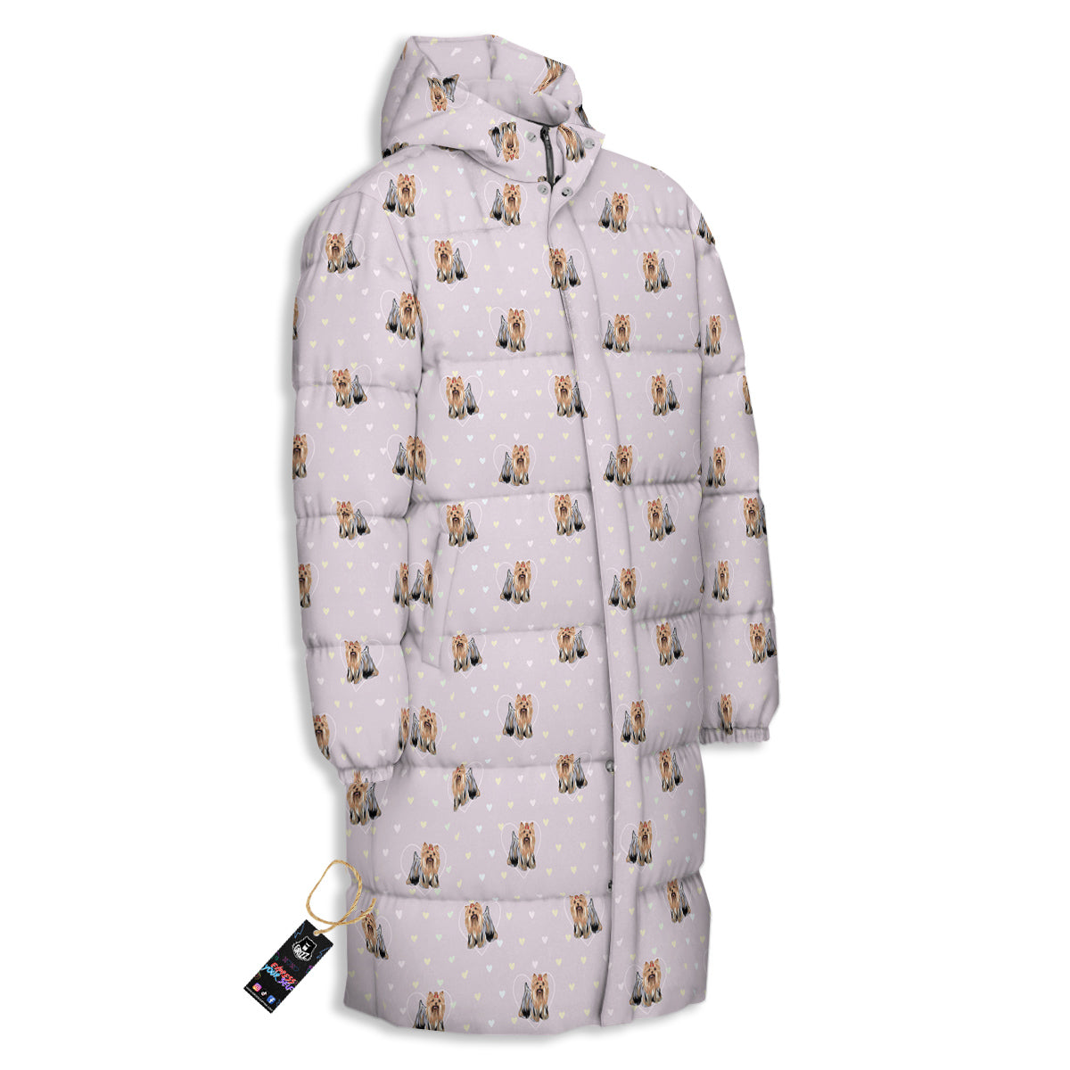Terrier Yorkshire Cute Print Pattern Long Down Jacket-grizzshop