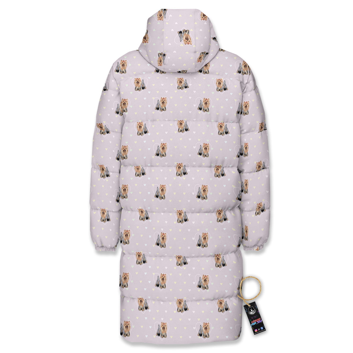 Terrier Yorkshire Cute Print Pattern Long Down Jacket-grizzshop