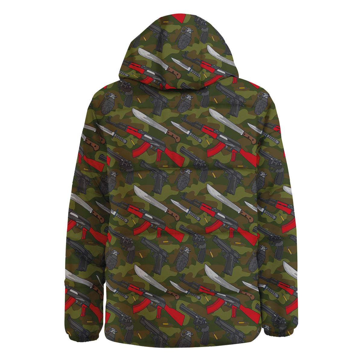 Terrorist Weapon Green Camo Print Pattern Down Jacket-grizzshop