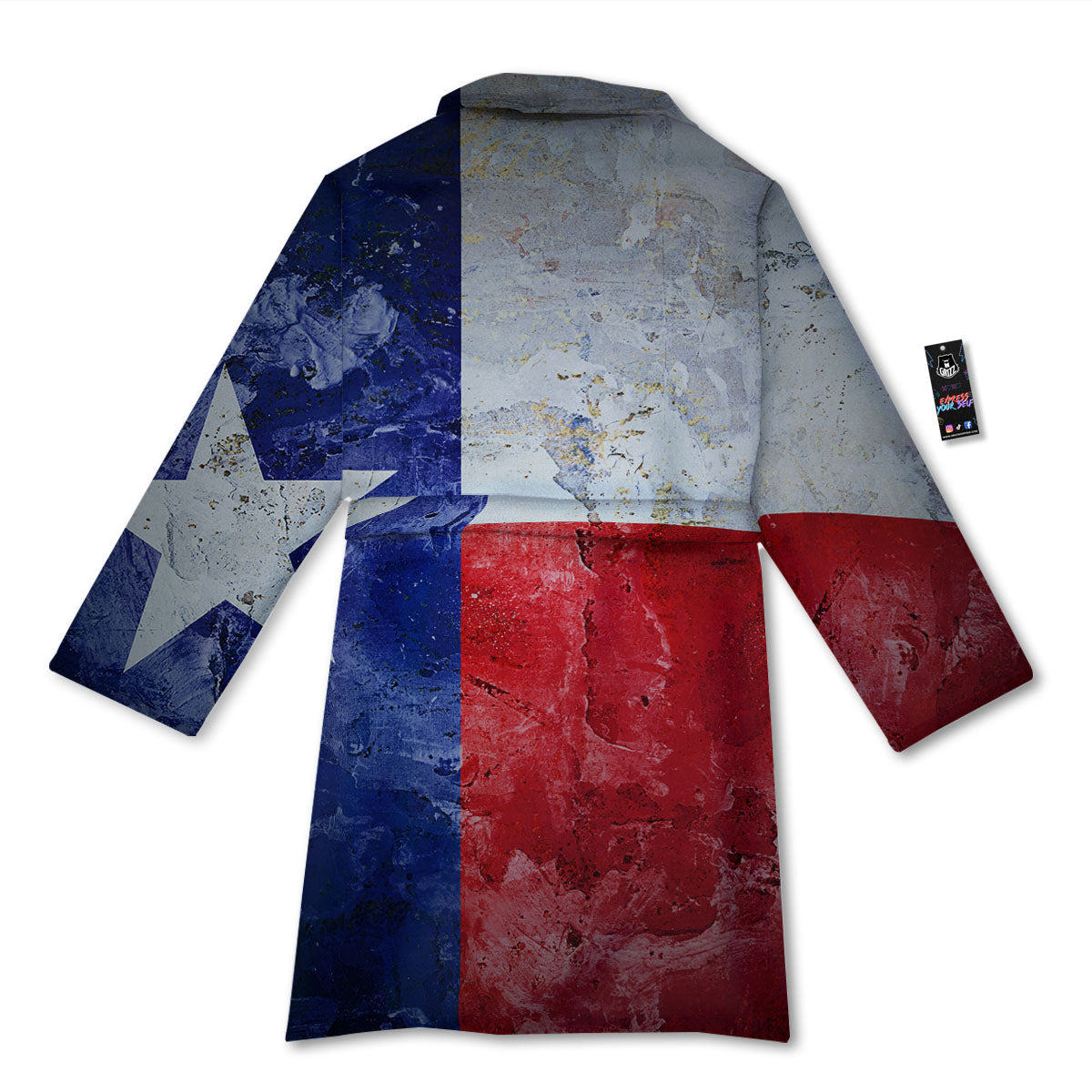 Texas Flag Grunge Print Bathrobe-grizzshop