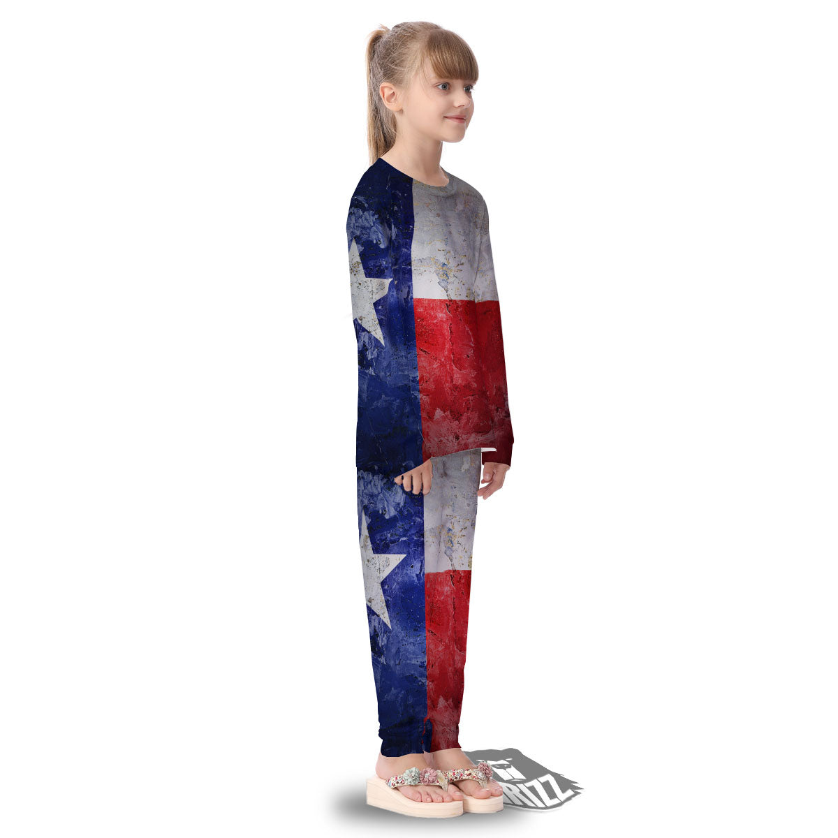 Texas Flag Grunge Print Kid's Pajamas-grizzshop