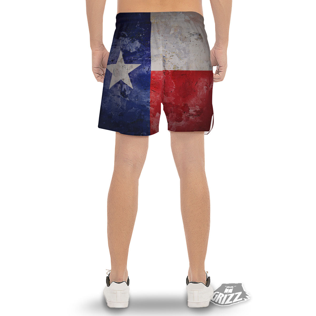 Texas Flag Grunge Print Men's Gym Shorts-grizzshop
