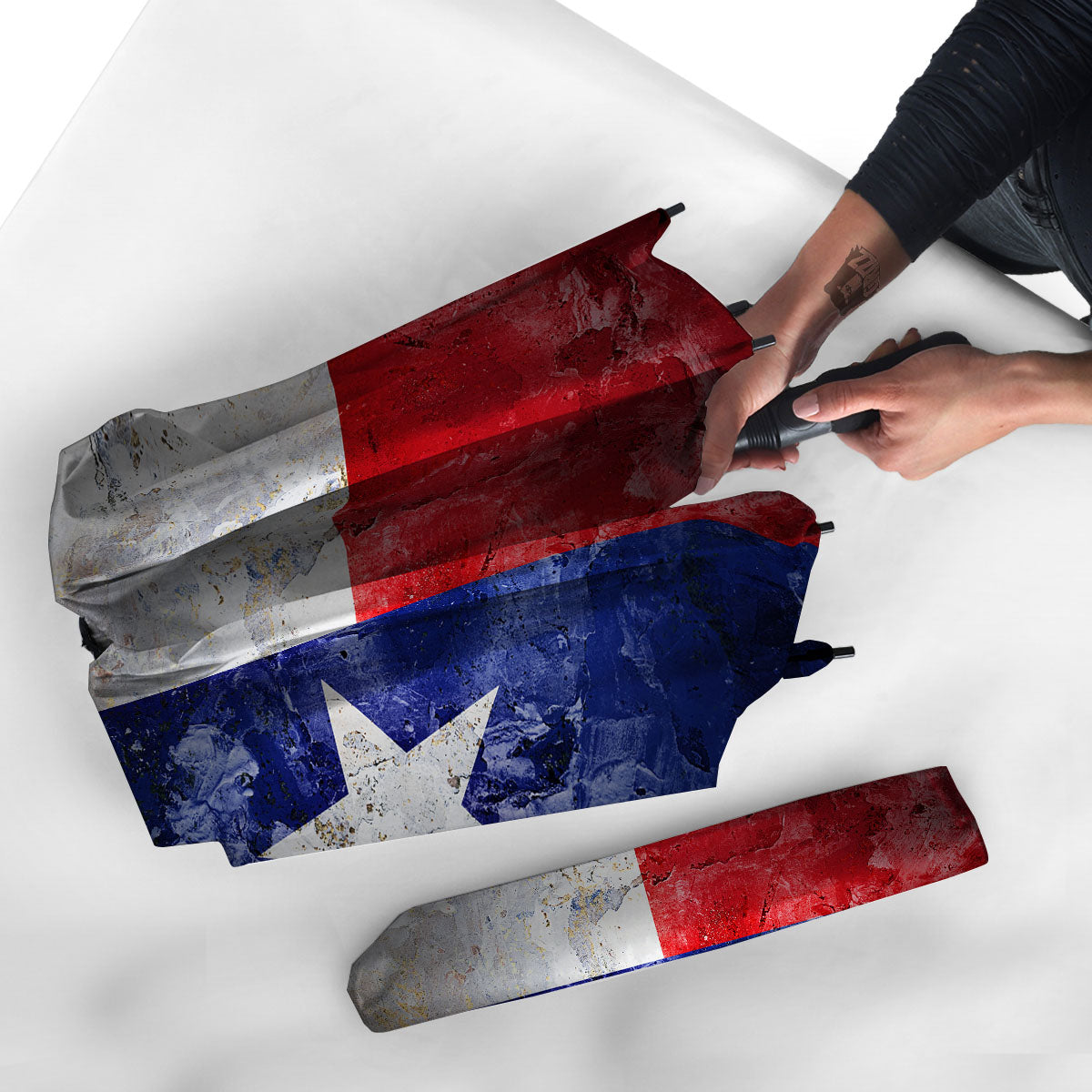 Texas Flag Grunge Print Umbrella-grizzshop