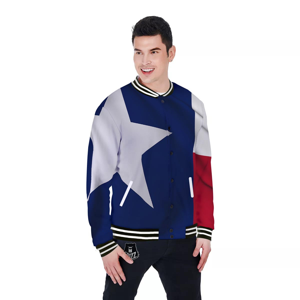 Texas Flag Print Baseball Jacket-grizzshop