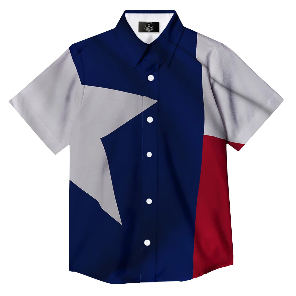 Texas Flag Print Button Up Shirt-grizzshop