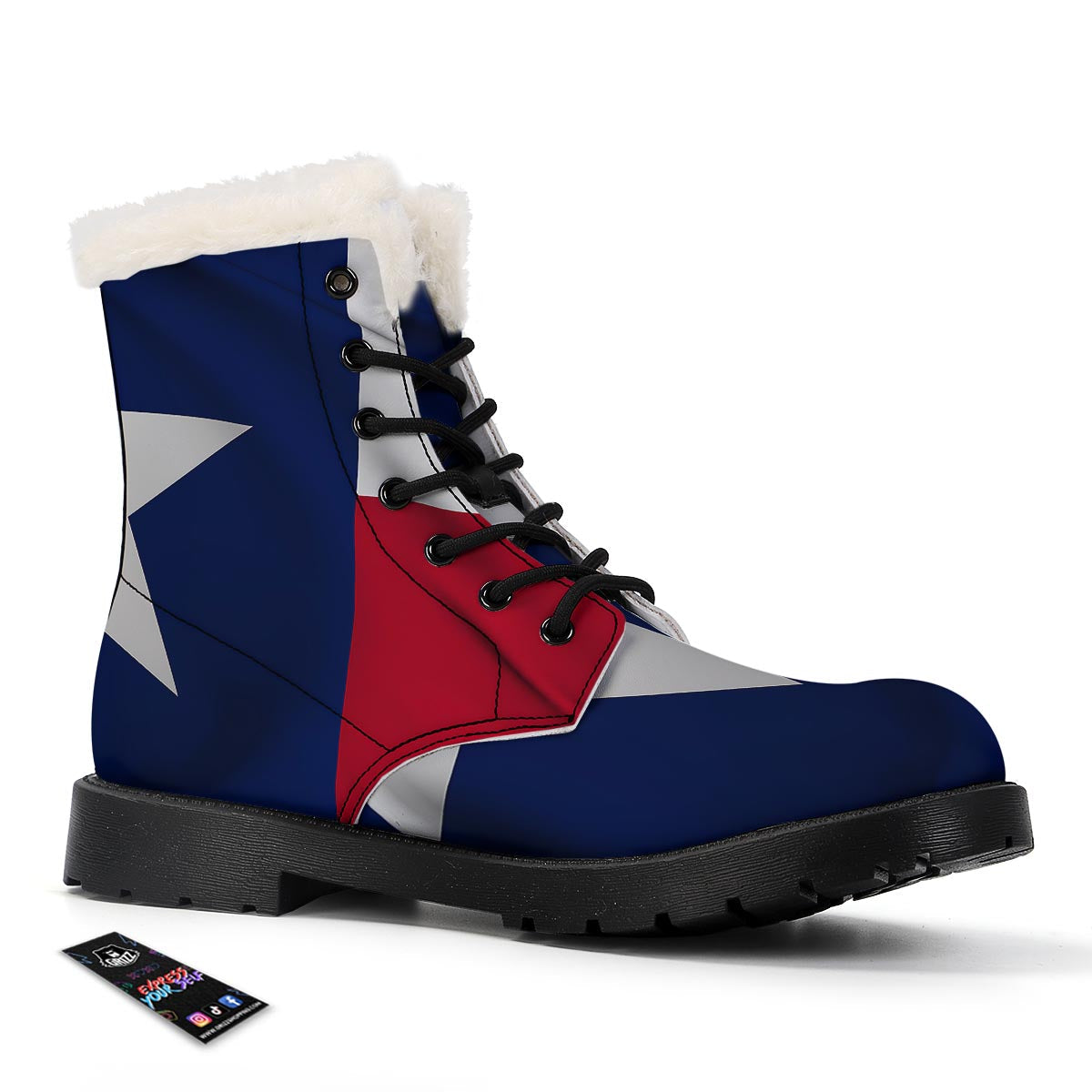 Texas Flag Print Winter Boots-grizzshop