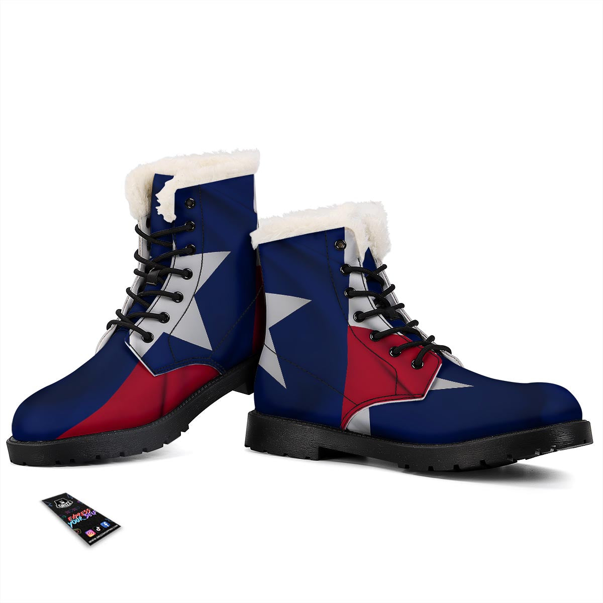 Texas Flag Print Winter Boots-grizzshop