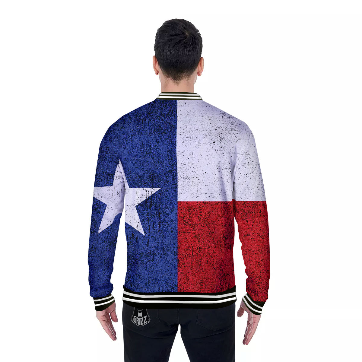 Texas Flag Vintage Print Baseball Jacket-grizzshop