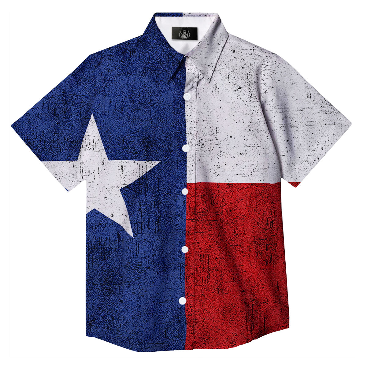 Texas Flag Vintage Print Button Up Shirt-grizzshop
