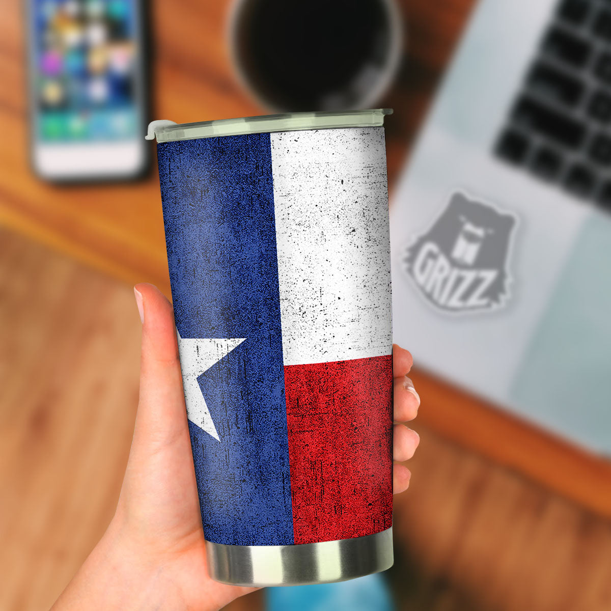 Texas Flag Vintage Print Tumbler-grizzshop