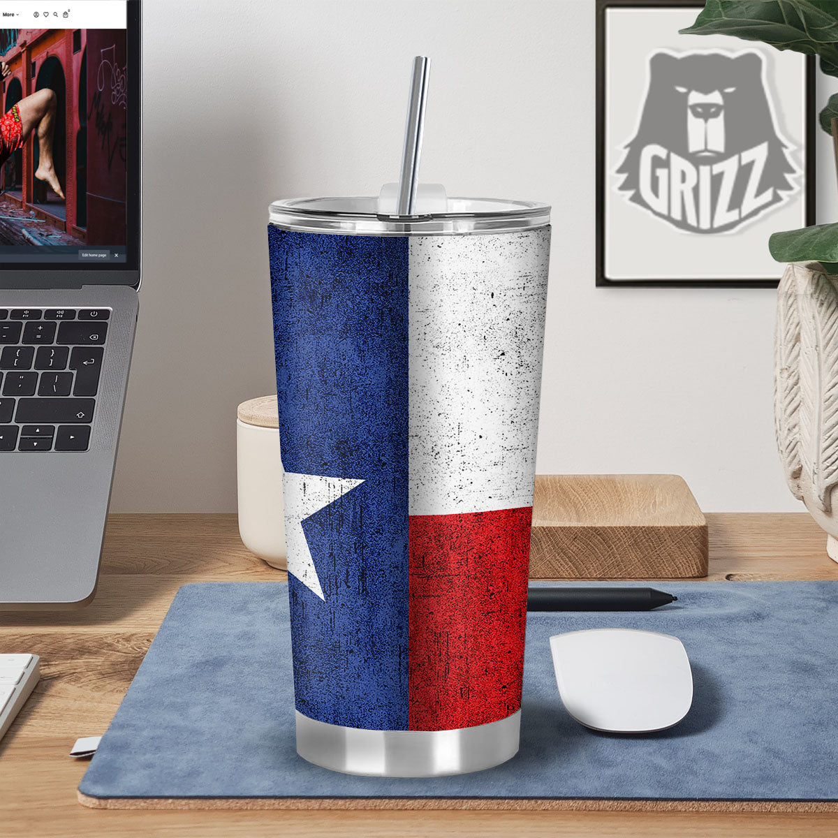 Texas Flag Vintage Print Tumbler-grizzshop