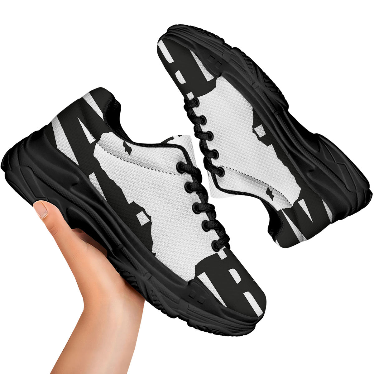 Text Karate Print Black Chunky Shoes-grizzshop