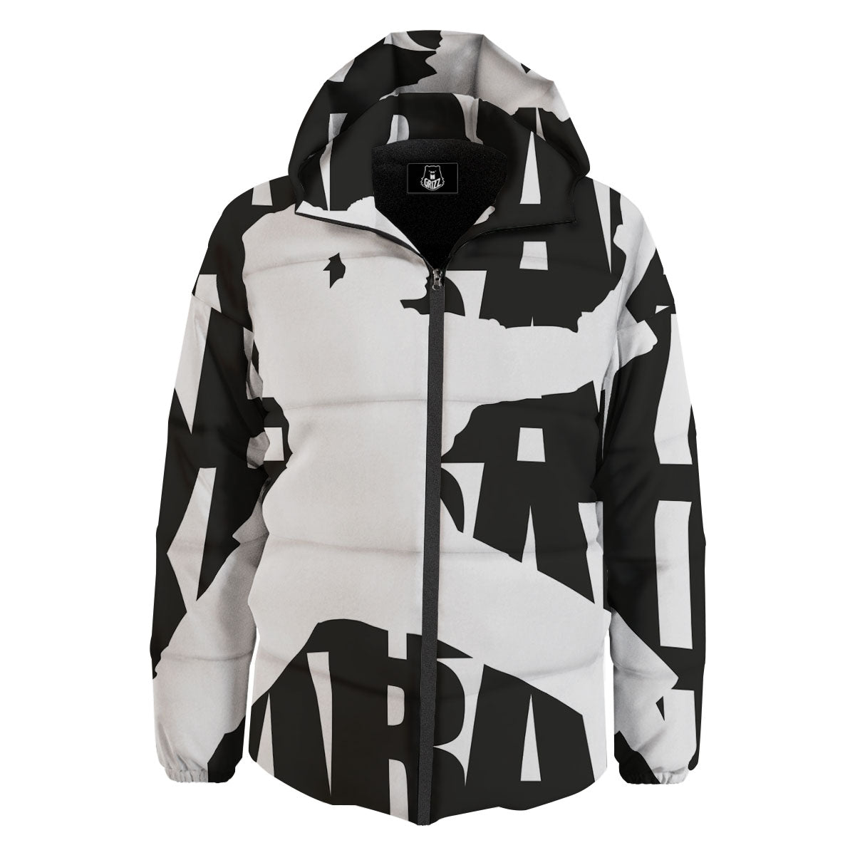 Text Karate Print Down Jacket-grizzshop