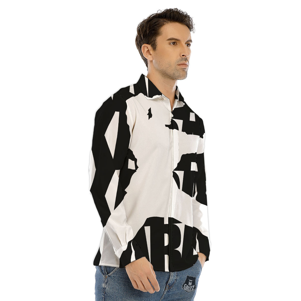 Text Karate Print Men's Dress Shirts-grizzshop