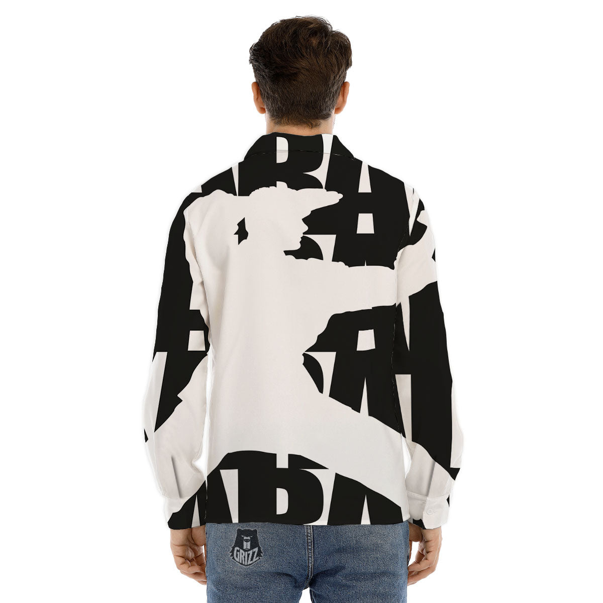 Text Karate Print Men's Dress Shirts-grizzshop