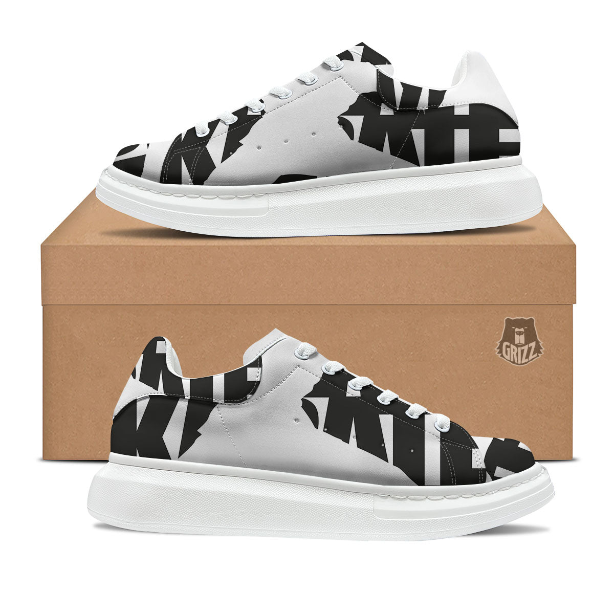 Text Karate Print Platform Shoes-grizzshop