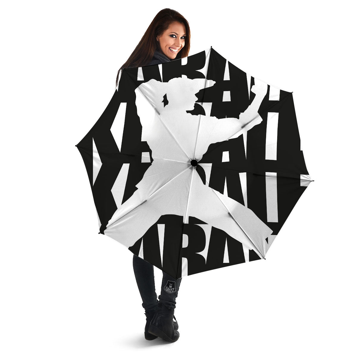 Text Karate Print Umbrella-grizzshop
