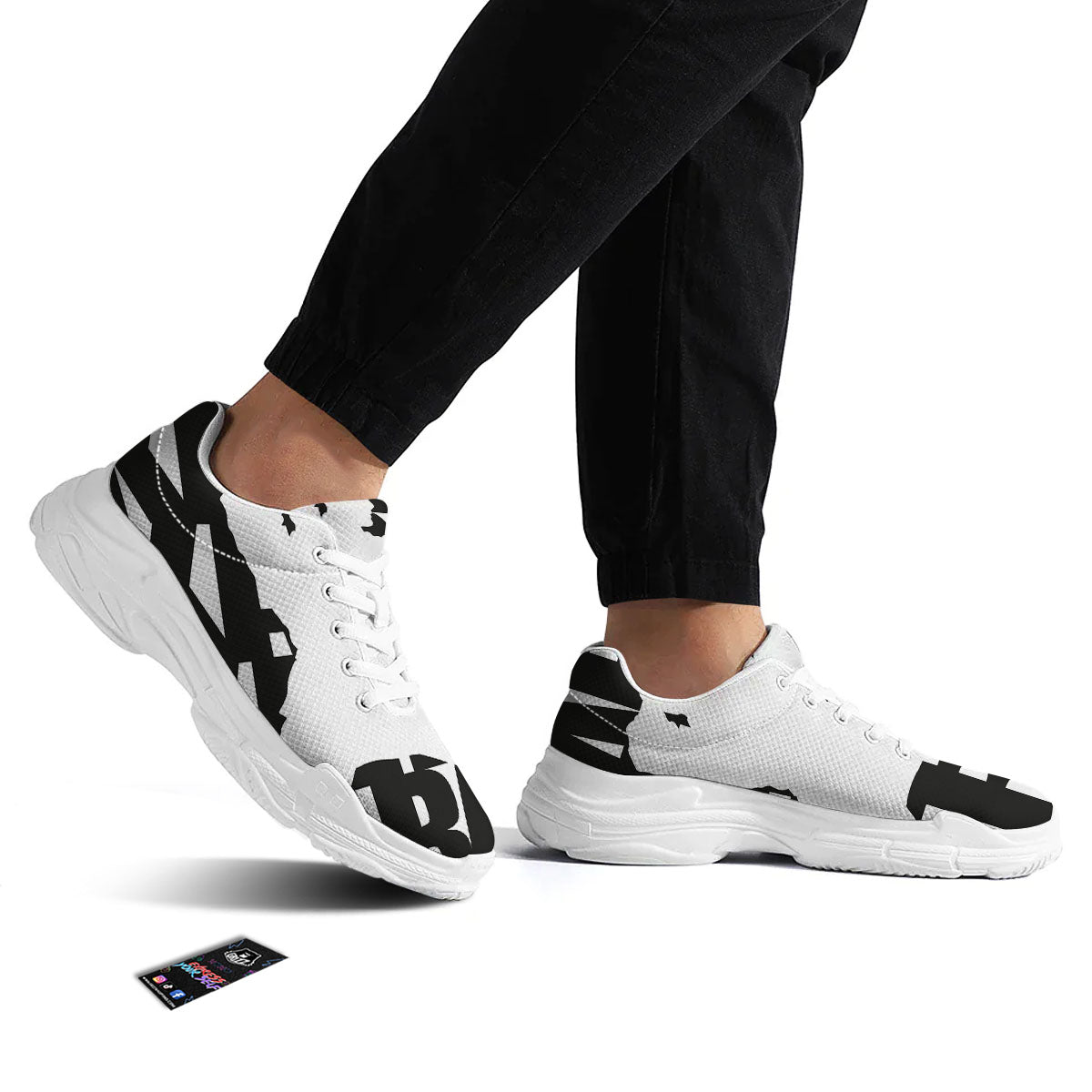 Text Karate Print White Chunky Shoes-grizzshop