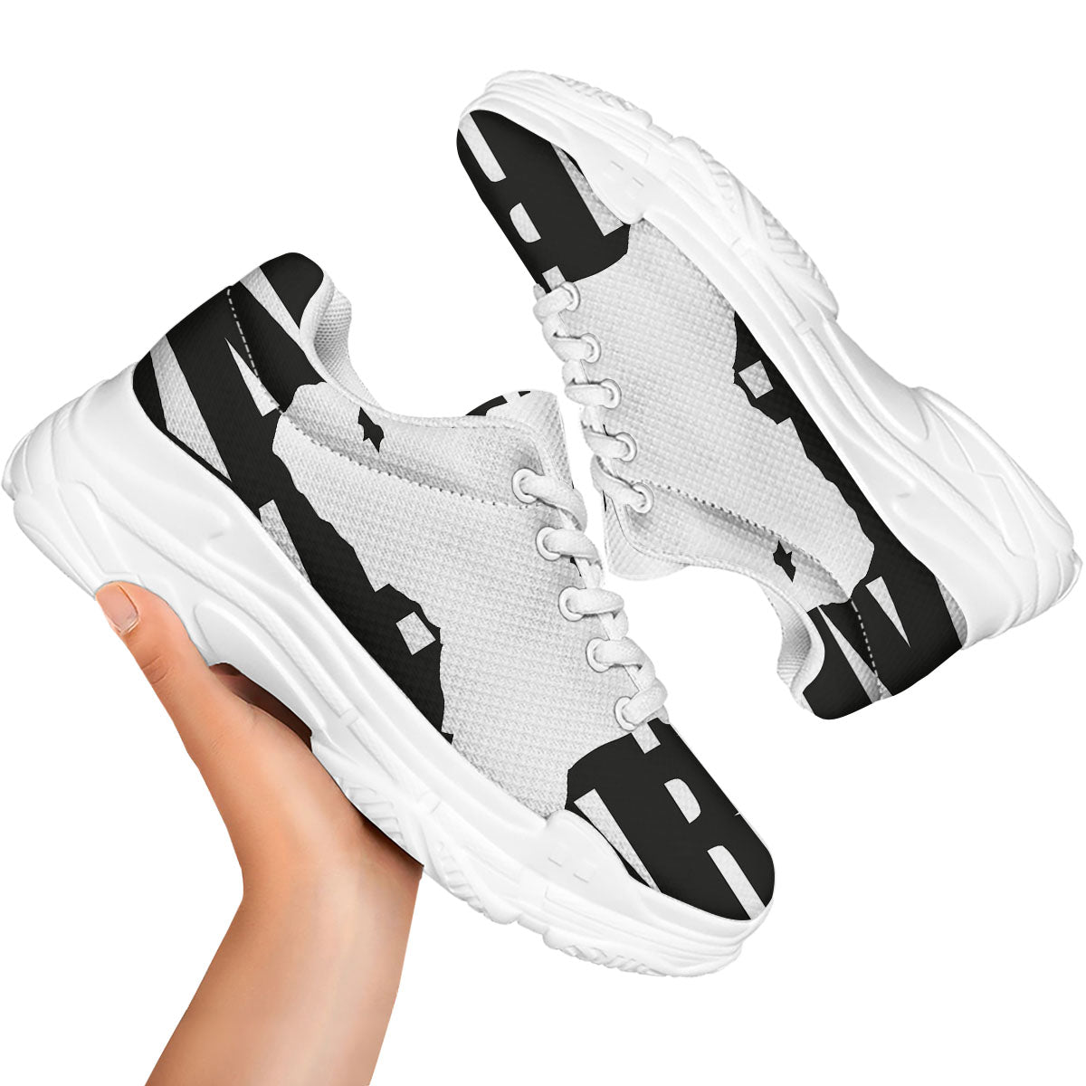 Text Karate Print White Chunky Shoes-grizzshop