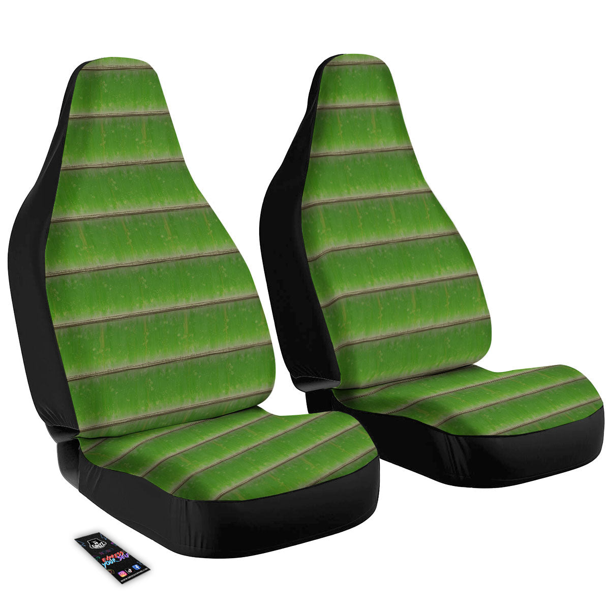 Texture Bamboo Green Print Car Seat Covers-grizzshop