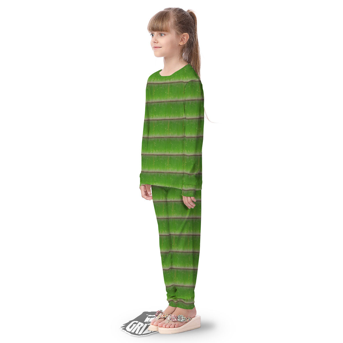 Texture Bamboo Green Print Kid's Pajamas-grizzshop
