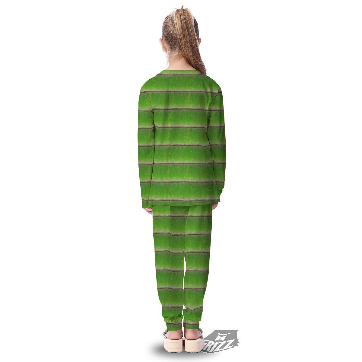 Texture Bamboo Green Print Kid's Pajamas-grizzshop