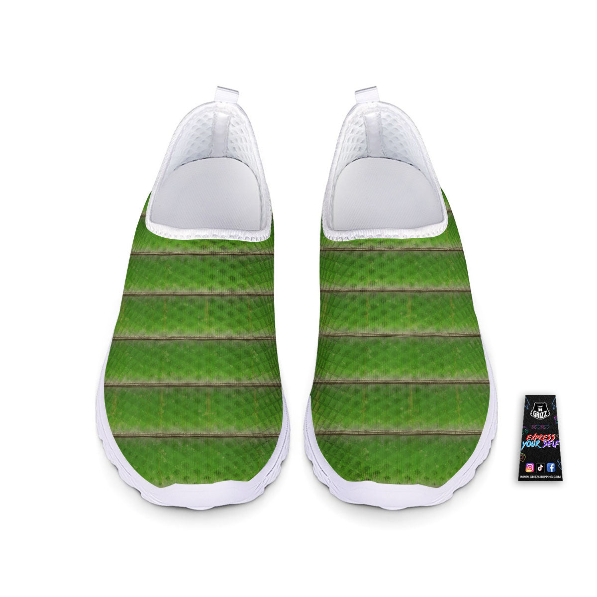 Texture Bamboo Green Print Nurse Shoes-grizzshop