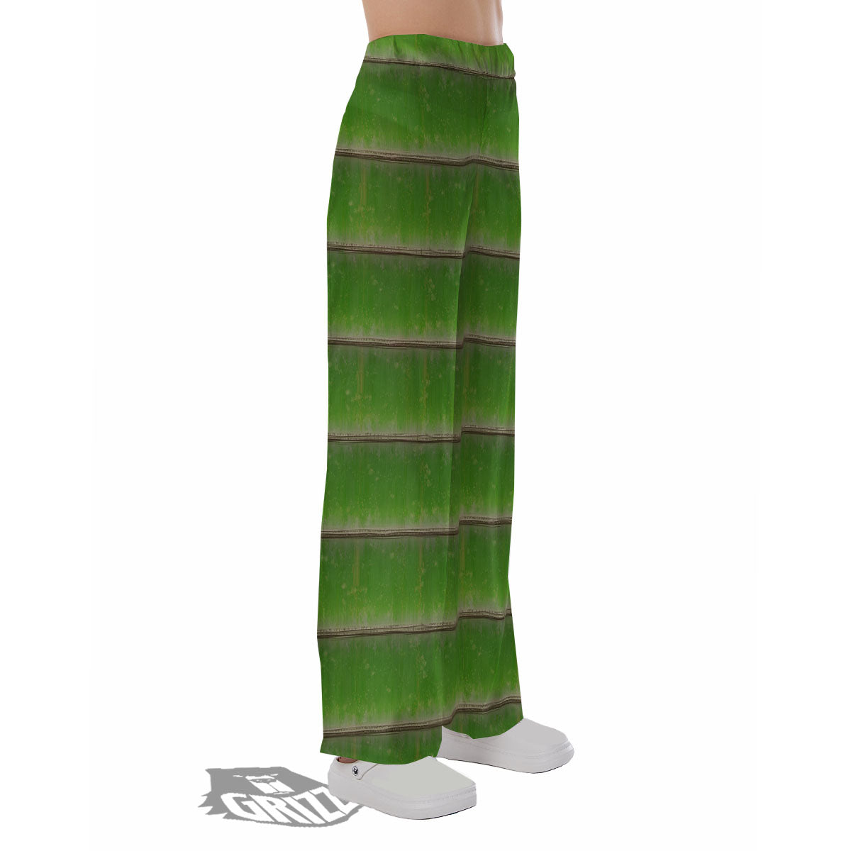 Texture Bamboo Green Print Pajama Pants-grizzshop