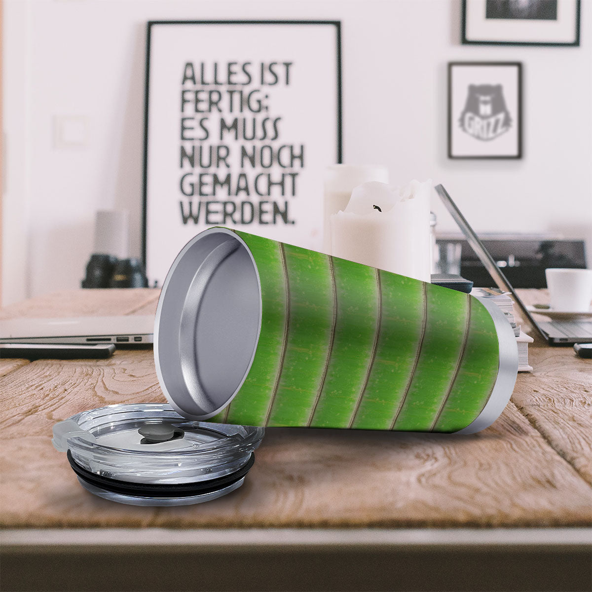 Texture Bamboo Green Print Tumbler-grizzshop