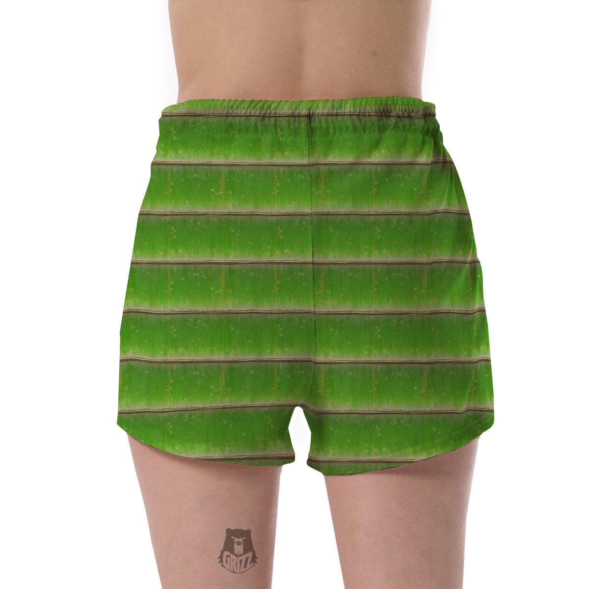 Texture Bamboo Green Print Women's Shorts-grizzshop